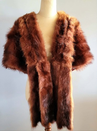 Vintage red fox fur stole - red,