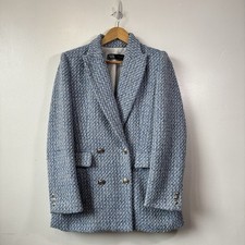 Zara Light Blue Boucle Blazer
