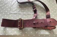 British Army Sam Browne Genuine Leather Belt with Cross Strap Brown 28-30 Waist
