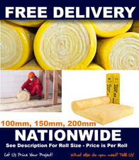 Isover Loft Roll Insulation Glass Mineral Roll 100mm, 150mm, 200mm - Cheapest