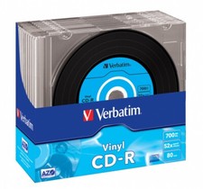 10 Genuine Verbatim vinyl CD-R 52x 700MB 80mins Blank CD Discs in Slimcase 43426