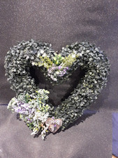 Heart Shaped,dark Green Wreath With Lavender Flowers
