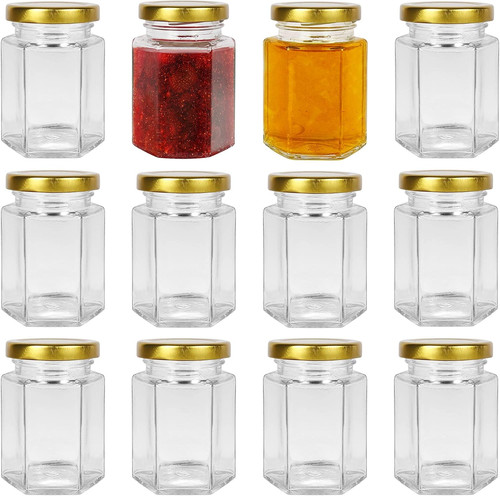Pack 4oz hexagon - glass, jars