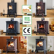 Woodburning Stove Cast Iron Fireplace Log Burner Bronze Black Eco Defra Approved