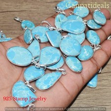 Larimar Gemstone Baby Pendant Wholesale 5pcs Lot 925 Sterling Silver Plated 