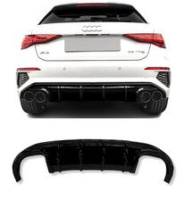 REAR DIFFUSER VALANCE GLOSS BLACK FOR AUDI A3 S-LINE AND S3 8Y 2020+