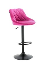 Bright Pink Velvet Bar Stools Chairs Breakfast Swivel Barstools Black Metal
