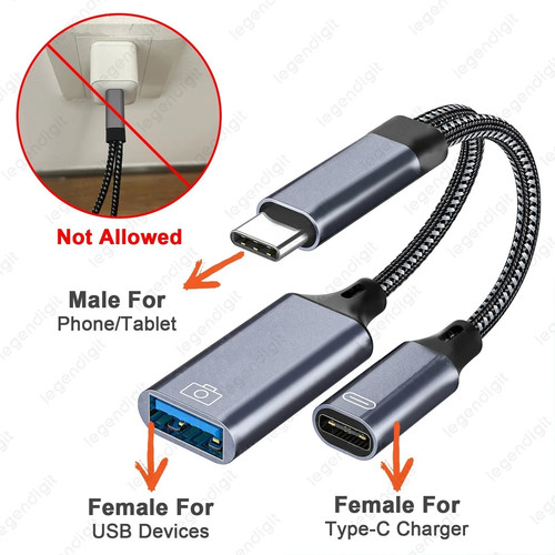 Splitter usb otg cable - usb, c