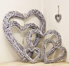 Wall Hanging Grey or White Wicker Heart * Home Wedding Craft Decoration