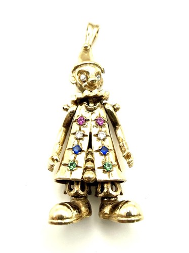 9ct gold clown pendant - pendant,