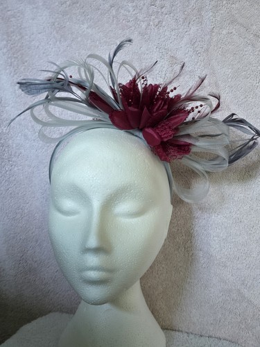 Burgundy silver feather hair - feather,