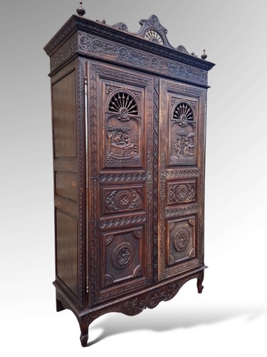 Antique french breton armoire - french,