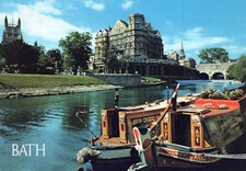 ENGLAND POSTCARD Bath River Avon Canal Boats Somerset 1170 Pitkin Unichrome Ltd