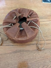 Antique Leather Collar Box with Drawstring