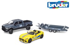Bruder Toys Dodge Ram 2500 Power Wagon Pickup Truck with Race Car & Trailer 1:16