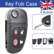 Flip Car Key Fob 4 Button Case Shell Replacement for Jaguar X-Type S-Type XJ XJR