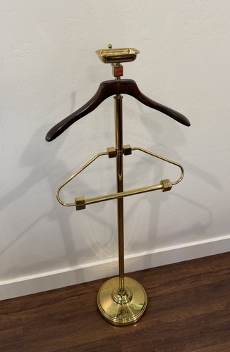 Vintage brass and wood butler - vintage,