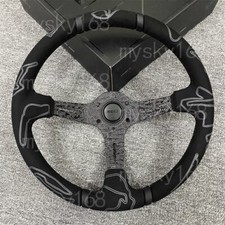 340mm MOMO ULTRA Black Spoke Deep Dish Suede Racing Car Sport Steering Wheel