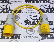 Marten® 110V Adapter 32a Plug to 16a Coupler Socket 1 Meter Lead Yellow Cable