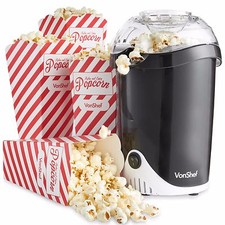 Popcorn Maker Machine – 1200W Popcorn Popper w/ 6 Boxes for Movie Nights – Black