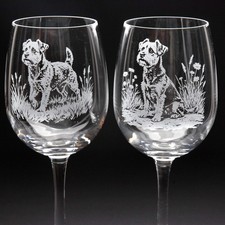 Border Terrier Dog Crystal Wine Glass - Hand Etched/Engraved Gift