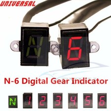 6 Speed N-6 Digital Gear Indicator Motorcycle Display Shift Lever LED Universal