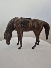 Beautiful Vintage leather paper mache  Hand carved  Arabian Horse statue figure 