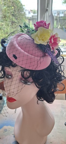 Pink pillbox vintage style - pillbox,
