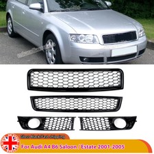 4PC For Audi A4 B6 Front Bumper Lower Grill+Fog Light Grille Cover 2002-2005 UK