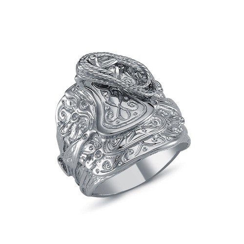 Ring sterling silver - silver, saddle