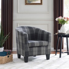 Modern Tartan Fabric Tub Chair