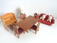 Sylvanian Families Bundle Goat Bunnies Dining Set Sofa and Desk