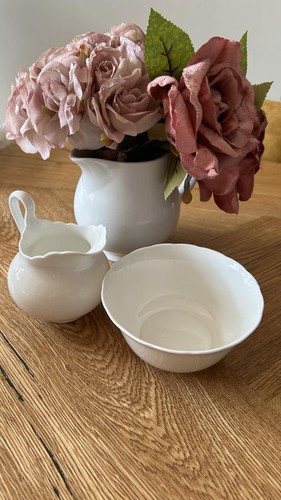 White china sugar bowl milk - white,