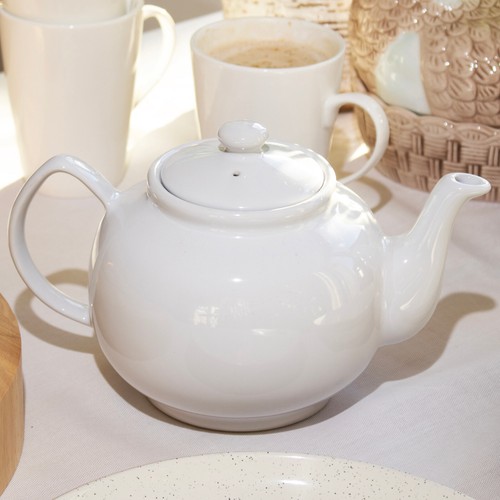 Large white teapot litre - white,