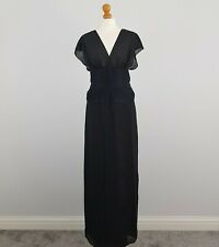 Elements Amanda Wakeley Womens Black Maxi Fitted Waist Float Formal Dress UK 10