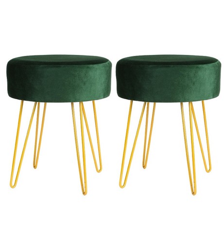 Round velvet footstool ottoman - velvet,