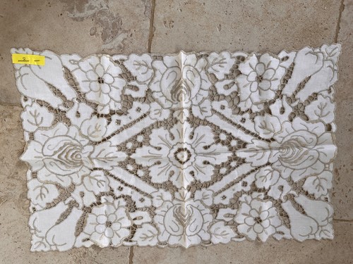 Vintage embroidered tray cloth - vintage,