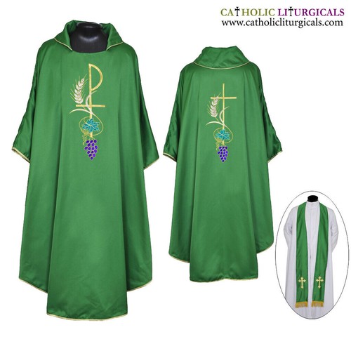 New green gothic chasuble - chasuble, &