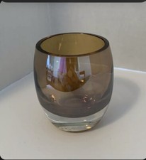 1 Amber Clear Glass Candle Holder Votive Tealight Mikasa Home Accents Solaris 3”