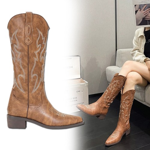 Ladies cowgirl boots chunky - ladies,