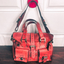 Mulberry Roxanne Vintage Handbag Veg Tanned Leather Maroon/Red - Flaws / Missing