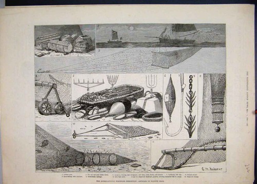 Old antique print 1883 - antique,