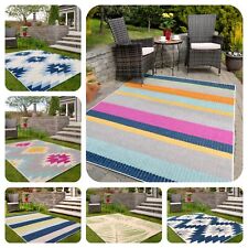 Large Outdoor Garden Rugs Colourful Bright Floral Geometric Patio Washable Mats