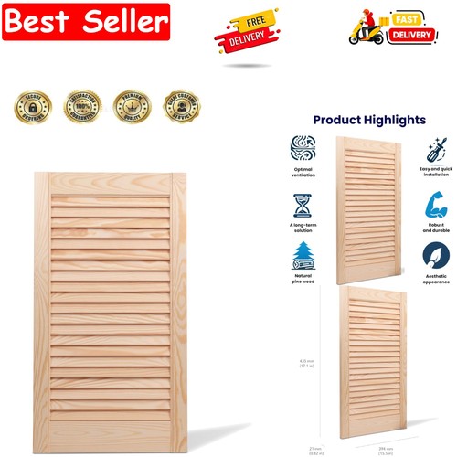 Louvre door pine wood vented - door,, wood,
