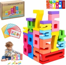 Wooden Number Blocks Set 20Pc Educational Counting Toy for Kids Age 3-6