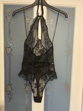 Boux Avenue Size 10 Black Lingerie All In One Lace Thong Back Washed Never Worn