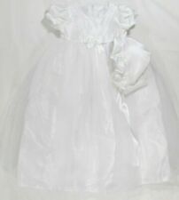 Christening Gown Dress Bonnet Hat Cream Ivory Long Embroidery 3-6 02 Baby Girls