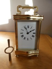 c1900 BRASS CASED FRENCH 8 DAY CARRIAGE CLOCK TIMEPEICE - FULLY REFURBISHED