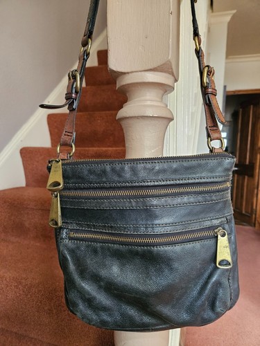 Fossil black leather cross