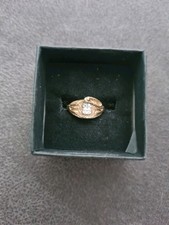 Babys Saddle Ring With Cz Stones 9ct Yellow Gold